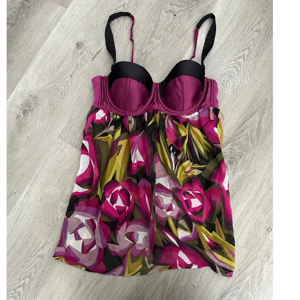 Coconutgirl Floral Camisole, Tropical Coquette, Underwire, Adjustable Straps, M